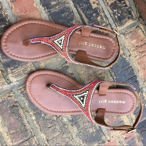 Madden Girl Riddlee thong beaded Sandal 6 New with box boho beach ethnic